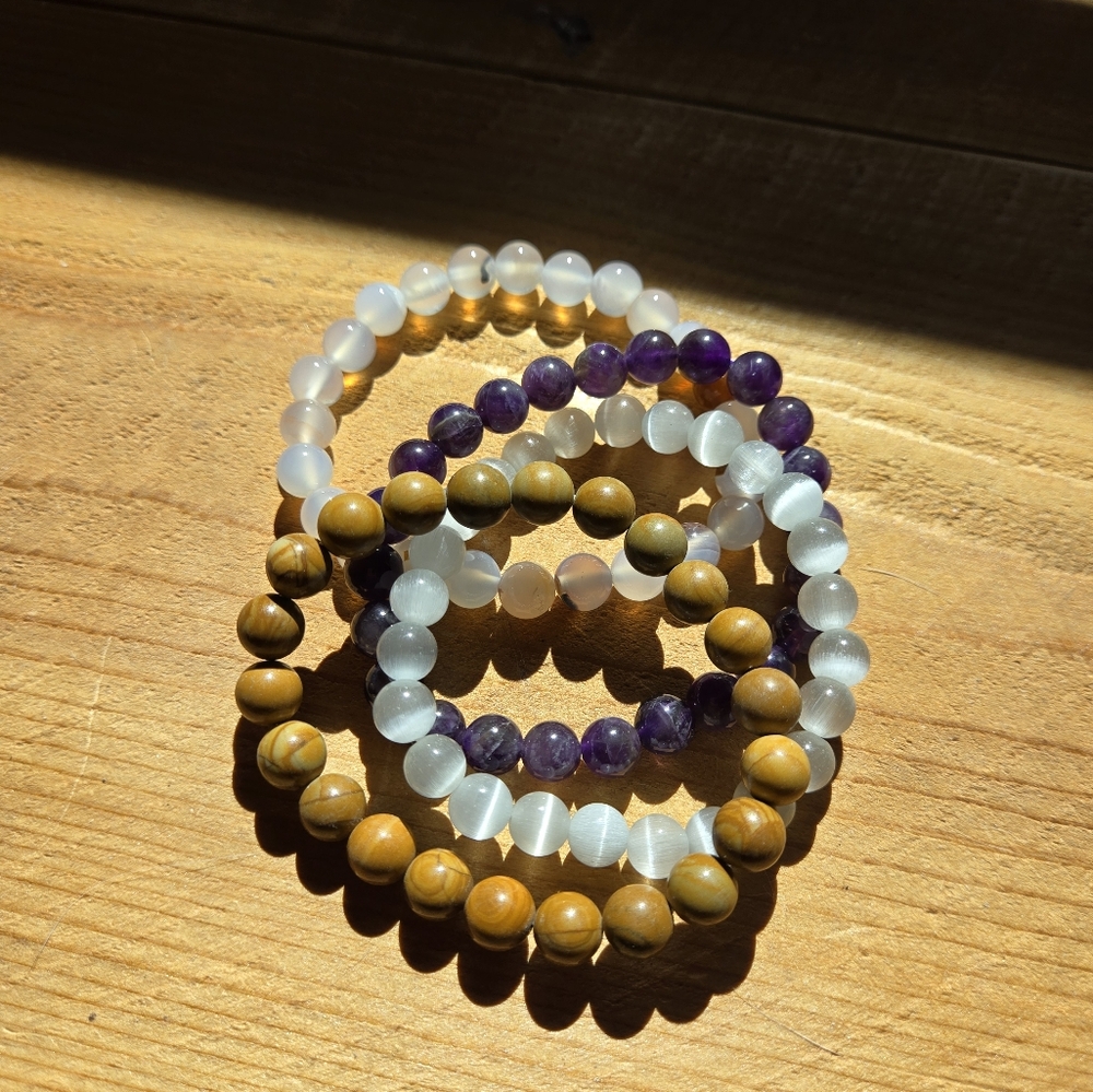 Bracelet Bundle! Amethyst, Selenite, Wood